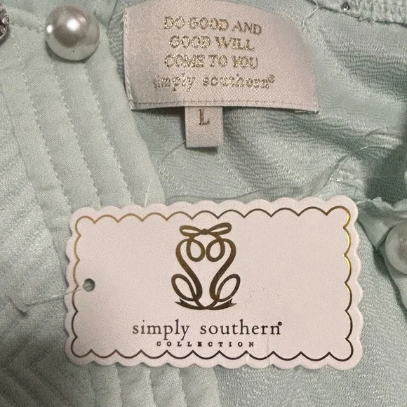 NWT Simply Southern Quilted Pearl Ruffle Dress - Mint Green Size Large - Picture 2 of 5